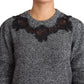 Dolce & Gabbana Elegant Grey Cashmere Lace-Trim Sweater