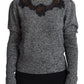 Dolce & Gabbana Elegant Grey Cashmere Lace-Trim Sweater