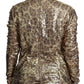 Dolce & Gabbana Sequined Turtleneck Full Zip Sweater in Brown