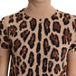 Dolce & Gabbana Elegant Leopard Print Wool Turtleneck Top