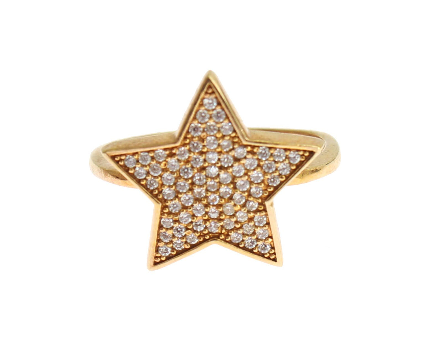 Nialaya Elegant Gold-Plated Sterling Silver Ring with CZ Crystals