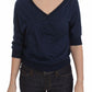 Exte Elegant Deep V-Neck Sweater in Blue