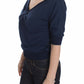 Exte Elegant Deep V-Neck Sweater in Blue