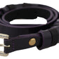 GF Ferre Chic Black Leather Belt with Chrome Silver Tone Buckle