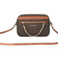 Michael Kors Jet Set Item Large East West Signature Leather Zip Chain Crossbody Handbag (Brown PVC/Brown)