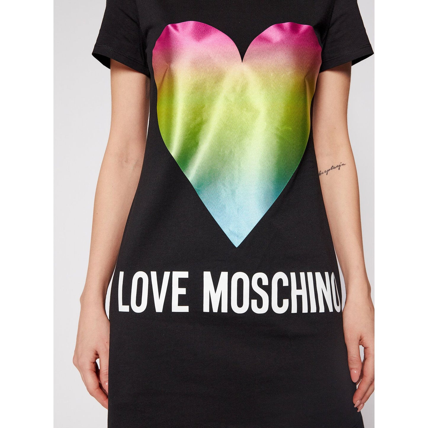 Love Moschino Chic Heart Print Cotton Dress