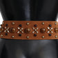 Dolce & Gabbana Studded Gold Detail Brown Leather Belt