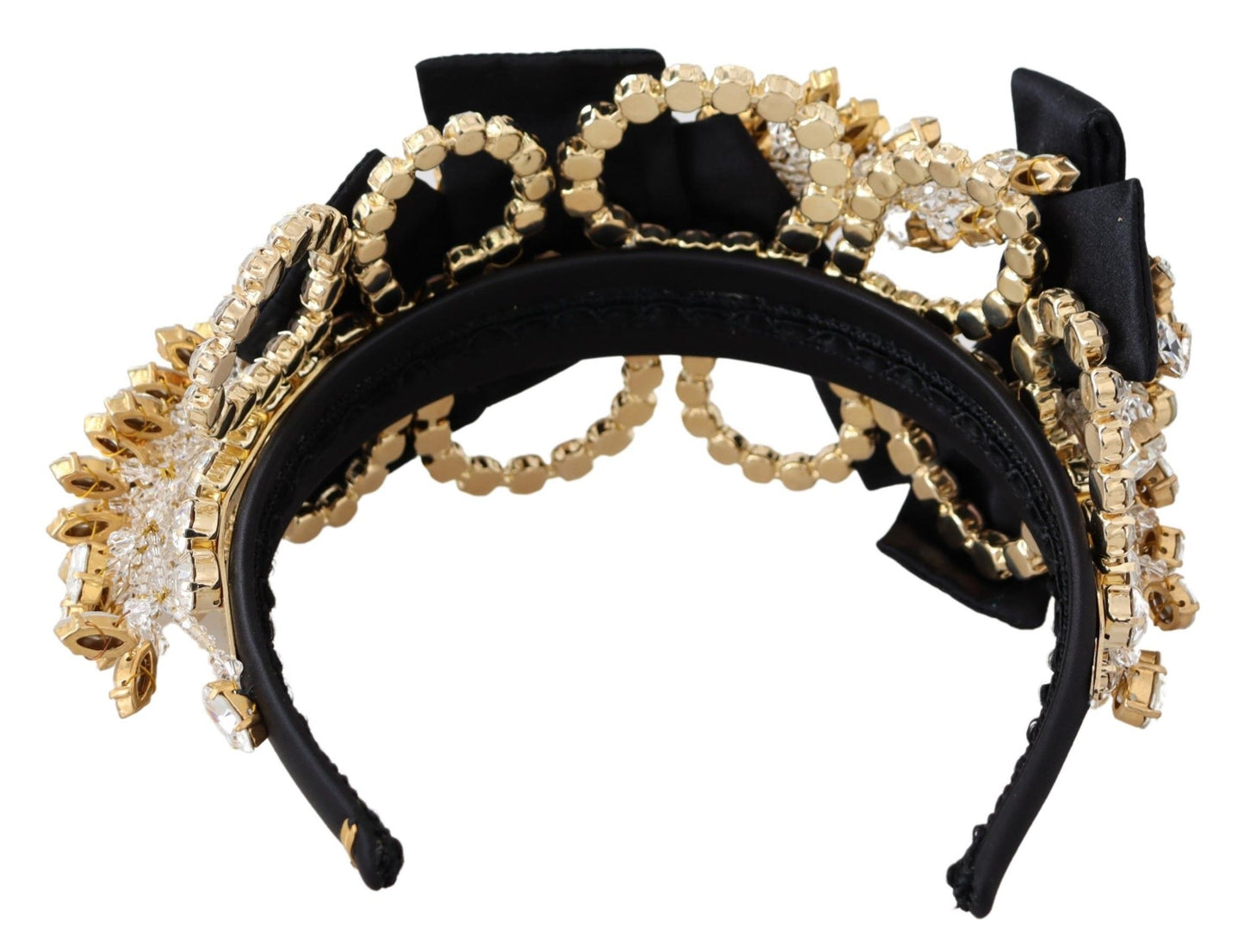 Dolce & Gabbana Elegant Silk Crystal Diadem - Gold & Black