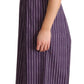 Dolce & Gabbana Elegant Sleeveless A-Line Purple Stripe Dress