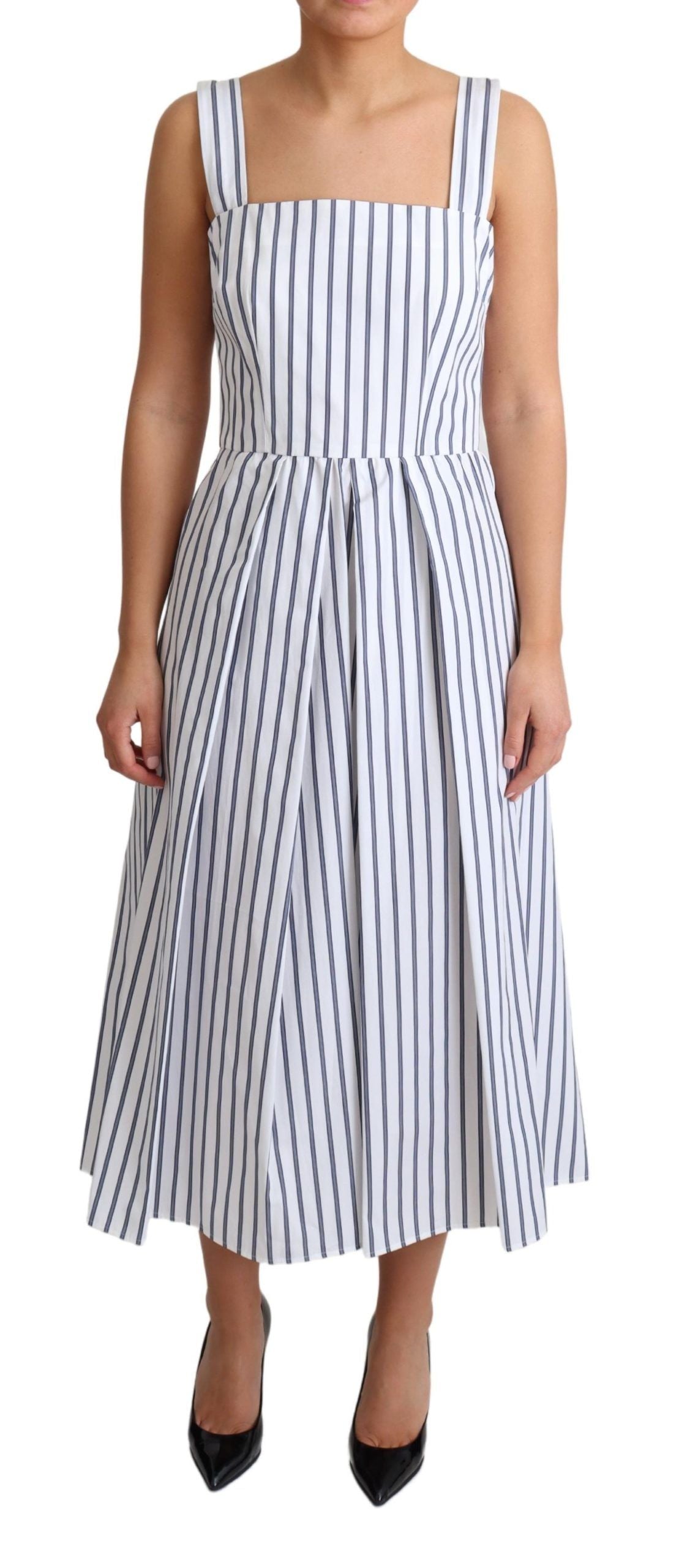 Dolce & Gabbana Elegant Sleeveless A-Line Striped Dress