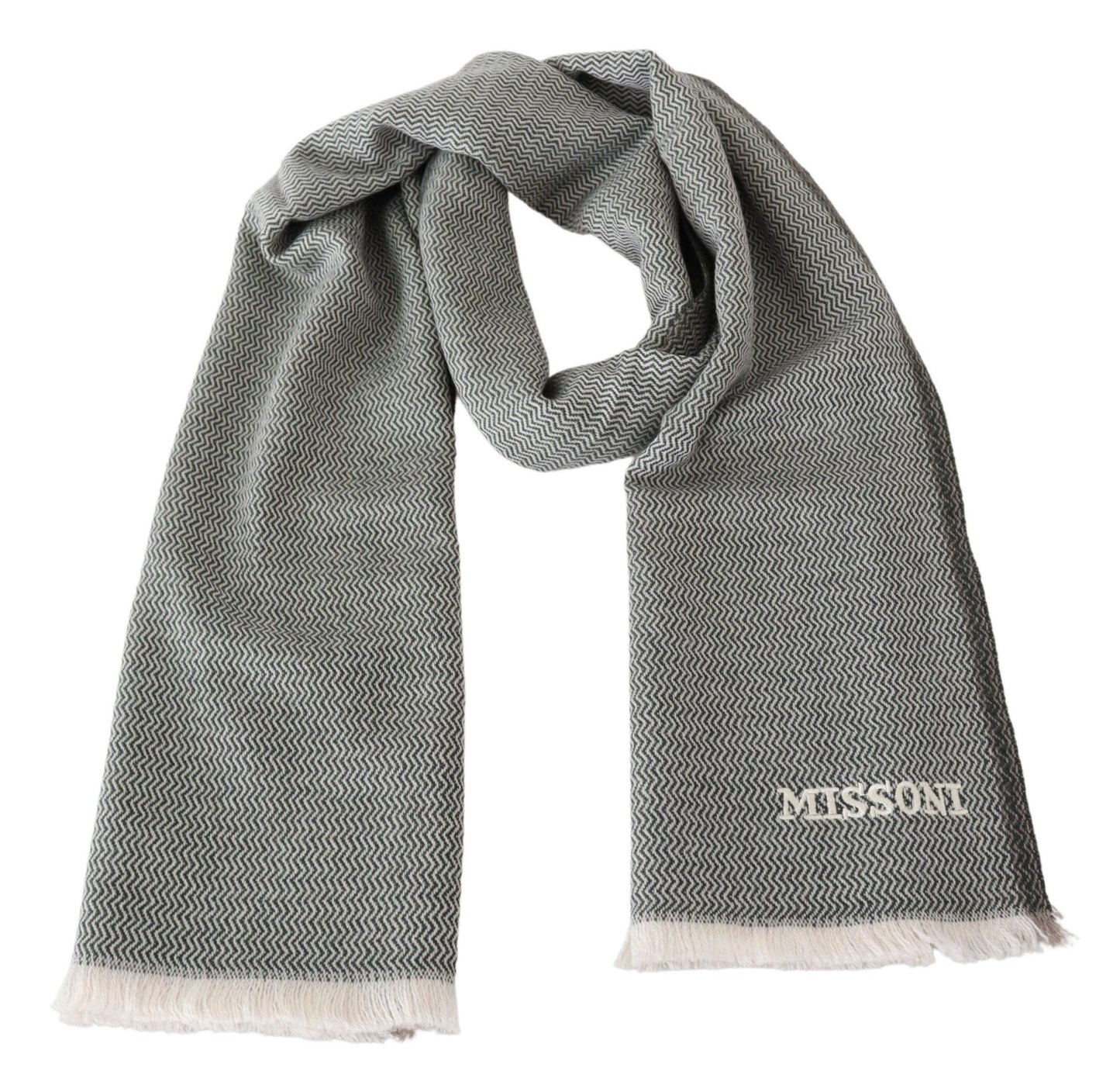 Missoni Plush Zigzag Cashmere Scarf in Gray