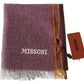 Missoni Chic Maroon Cashmere Scarf with Logo Embroidery