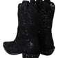 Dolce & Gabbana Elegant Viscose Leather Ankle Boots with Crystals