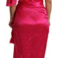 Dolce & Gabbana Elegant Fuchsia Silk One-Shoulder Wrap Dress