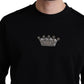 Dolce & Gabbana Black Cotton Crown Pullover Mens Sweater