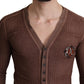 Dolce & Gabbana Elegant V-Neck Cardigan in Subtle Pink