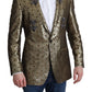 Dolce & Gabbana Elegant Gold Jacquard Martini Blazer Jacket