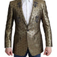 Dolce & Gabbana Elegant Gold Jacquard Martini Blazer Jacket