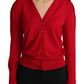 Dolce & Gabbana Deep V-Neck Wool Cardigan with Swarovski Buttons