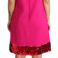 Dolce & Gabbana Elegant Fuchsia Sequined Wool Blend Shift Dress