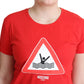 Moschino Chic Red Graphic Cotton Tee