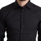 Dolce & Gabbana Elegant Black Gold Slim Fit Dress Shirt