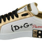 Dolce & Gabbana Elegant Sequined Floral Leather Sneakers