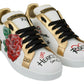 Dolce & Gabbana Elegant Sequined Floral Leather Sneakers