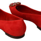 Dolce & Gabbana Crystal Embellished Red Suede Flats