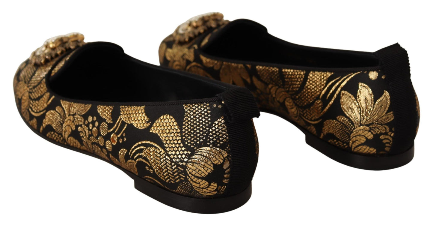 Dolce & Gabbana Elegant Leather Heart Embellished Flats