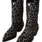 Dolce & Gabbana Elegant Leopard Print Mid Calf Boots