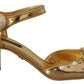 Dolce & Gabbana Elegant Gold Leather Block Heels with Crystals