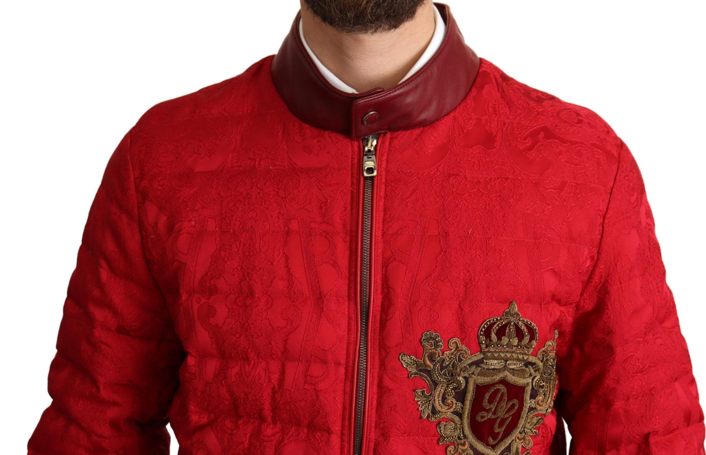 Dolce & Gabbana Red and Gold Bomber Designer Jacket