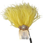 Dolce & Gabbana Crystal Gold Hair Comb with Yellow Ostrich Feather