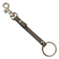 Dolce & Gabbana Elegant Gray Leather Keyring with Silver Accents