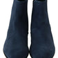 Dolce & Gabbana Chic Blue Suede Mid-Calf Boots with Stud Details