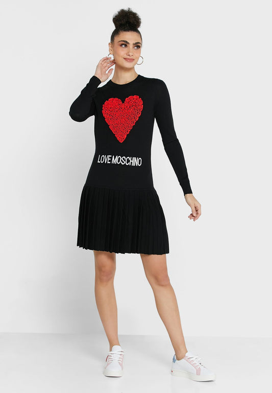 Love Moschino Enchanting Ruched Heart Knit Dress