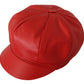 Dolce & Gabbana Chic Red Leather Cabbie Cap