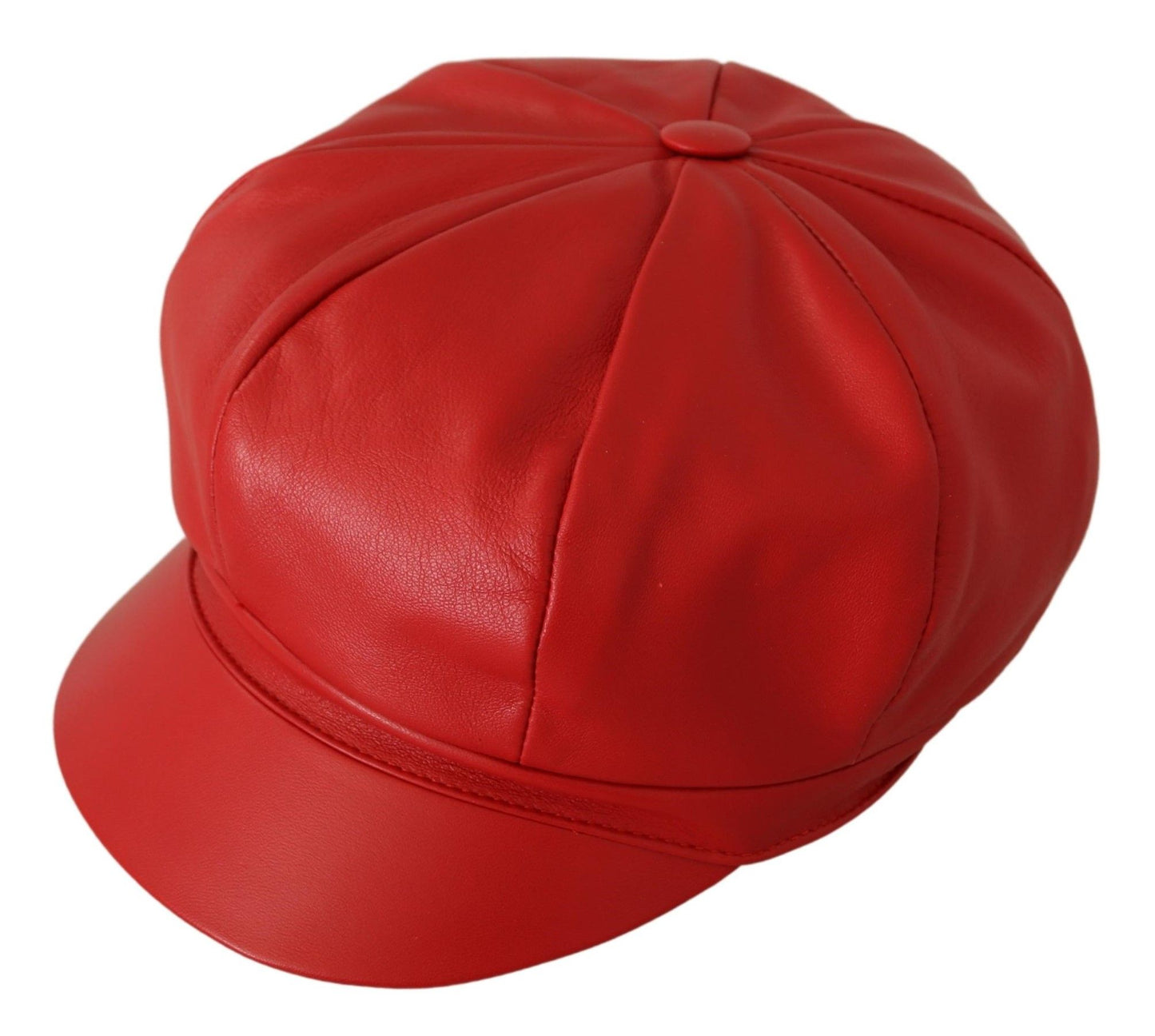 Dolce & Gabbana Chic Red Leather Cabbie Cap