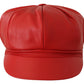 Dolce & Gabbana Chic Red Leather Cabbie Cap