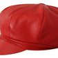 Dolce & Gabbana Chic Red Leather Cabbie Cap