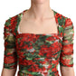 Dolce & Gabbana Elegant Red Floral Midi Sheath Dress