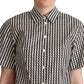 Dolce & Gabbana Elegant Black and White Patterned Cotton Polo