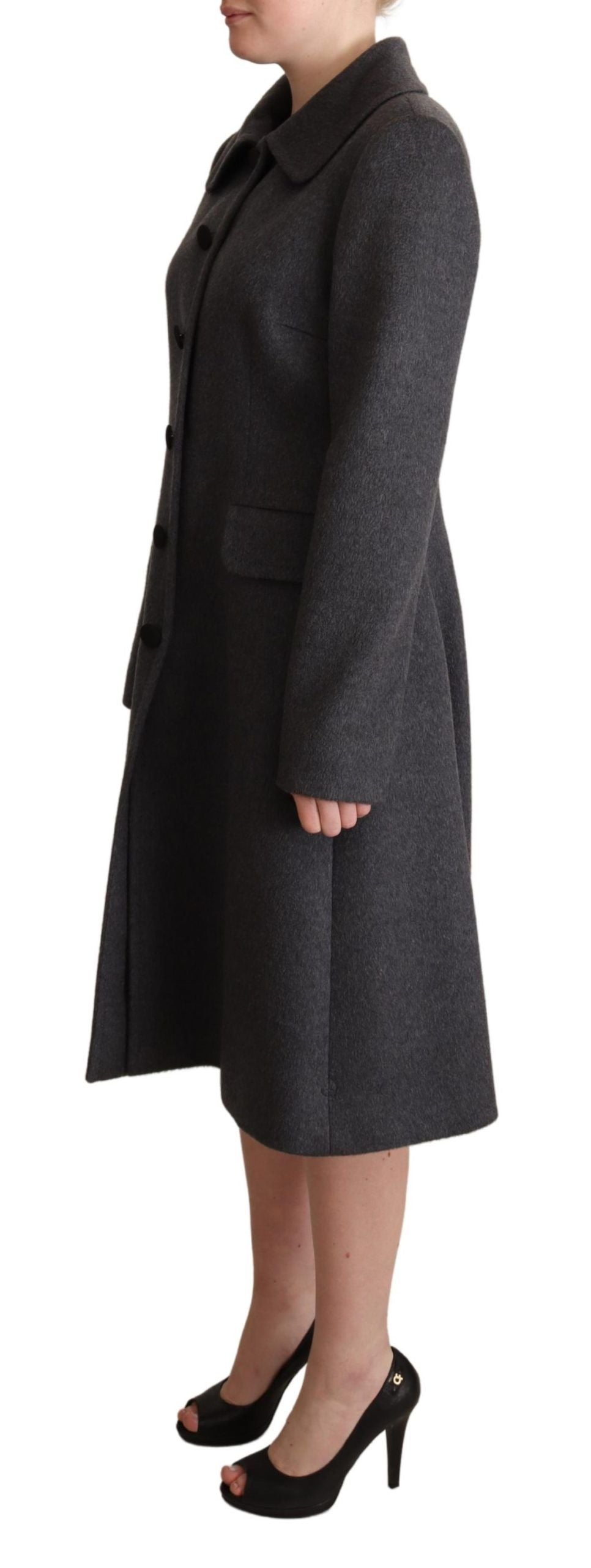 Dolce & Gabbana Elegant Gray Cashmere Trench Coat