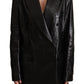 Dolce & Gabbana Elegant Black Leather Double-Breasted Jacket