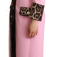 Dolce & Gabbana Chic Pink Leopard Trench with Crystal Buttons