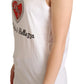 Dolce & Gabbana Crystal Embellished Heart White Sleeveless Tee