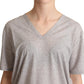 Dolce & Gabbana Elegant Gray V-Neck Cotton Tee