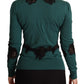 Dolce & Gabbana Elegant Green Pullover with Black Lace Detail