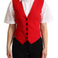 Dolce & Gabbana Elegant Red Leopard Print Sleeveless Vest